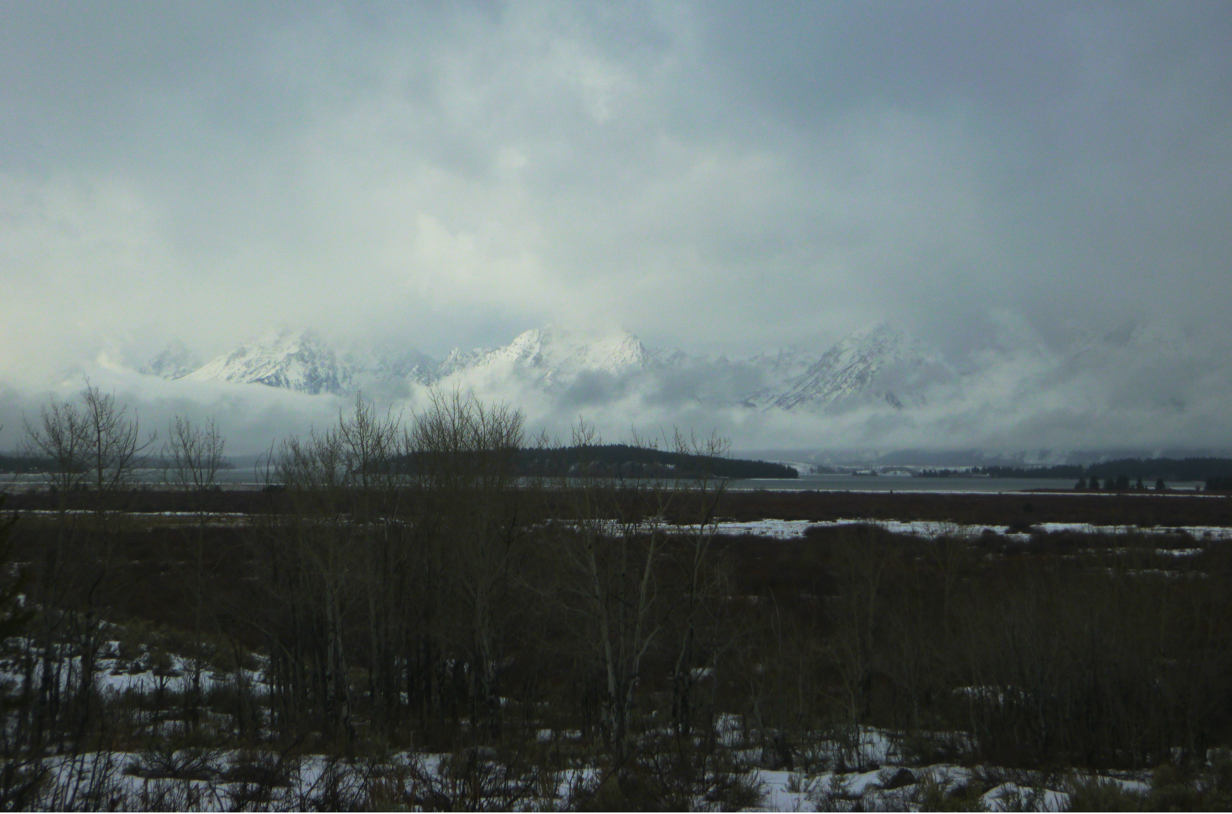 Grand Tetons in cloud cover